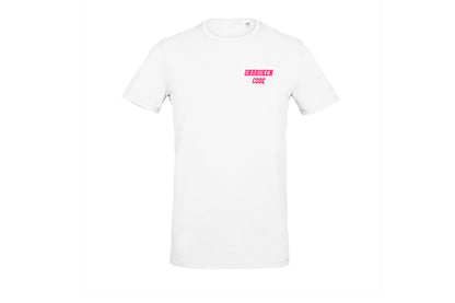 NEON PINK REAL RECOGNIZE REAL WHITE TEE