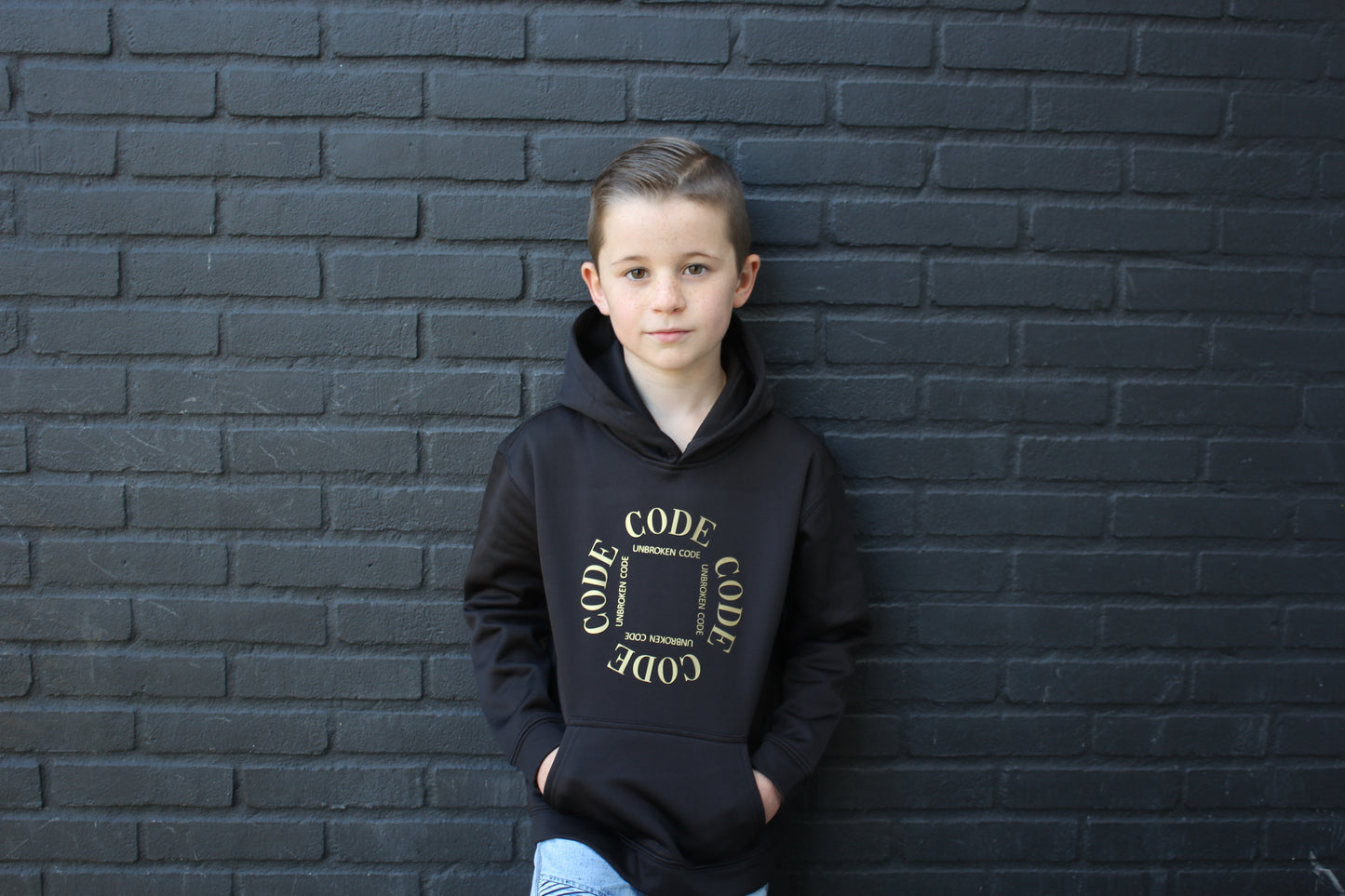 Golden Block Black Hoodie Kids