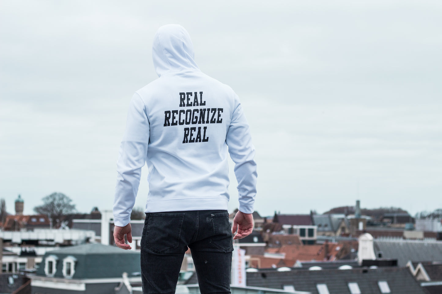 REAL RECOGNIZE REAL WHITE HOODIE